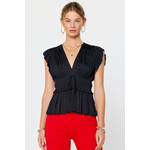 PLEATED V-NECK TOP