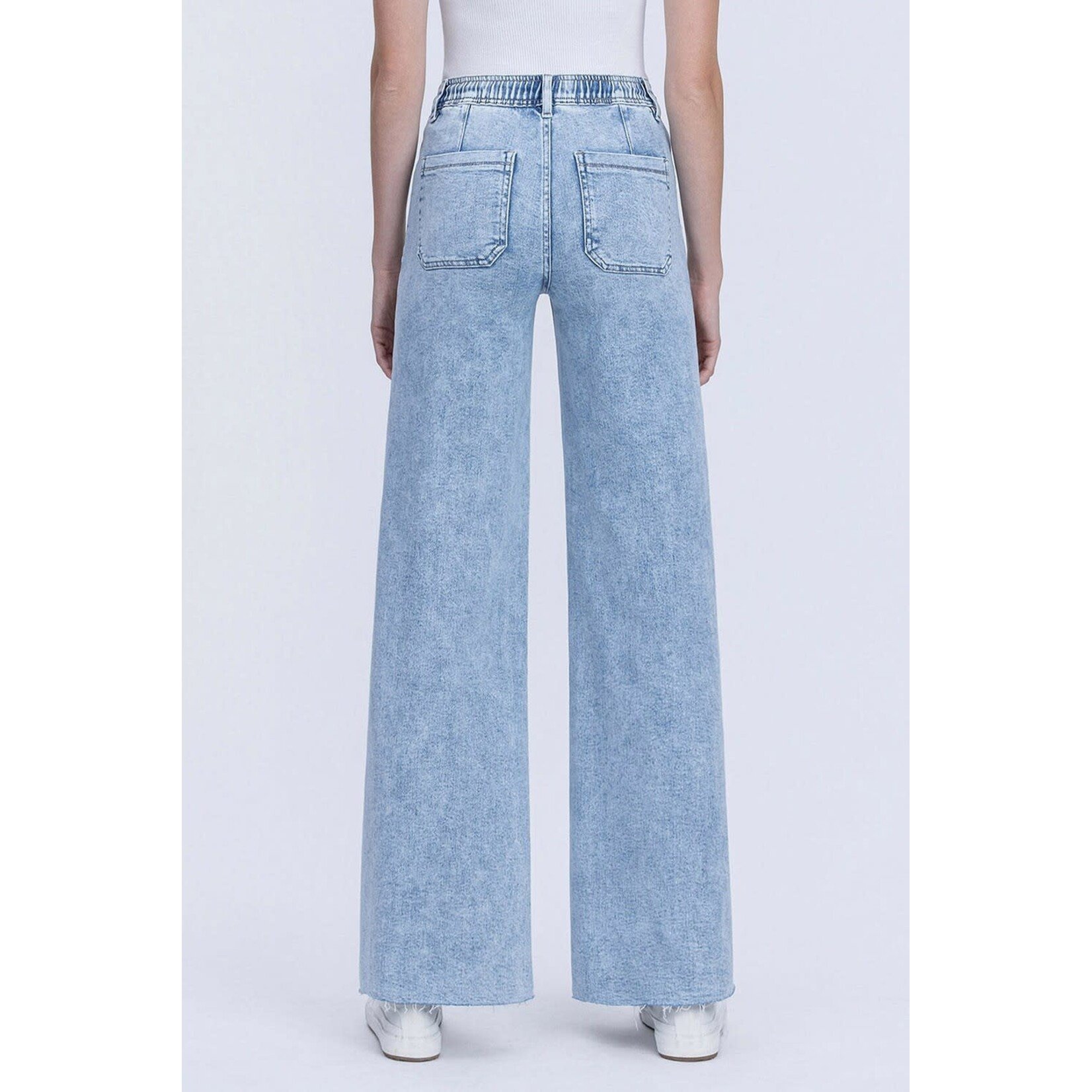 HIGH RISE DRAWSTRING WIDE LEG JEANS