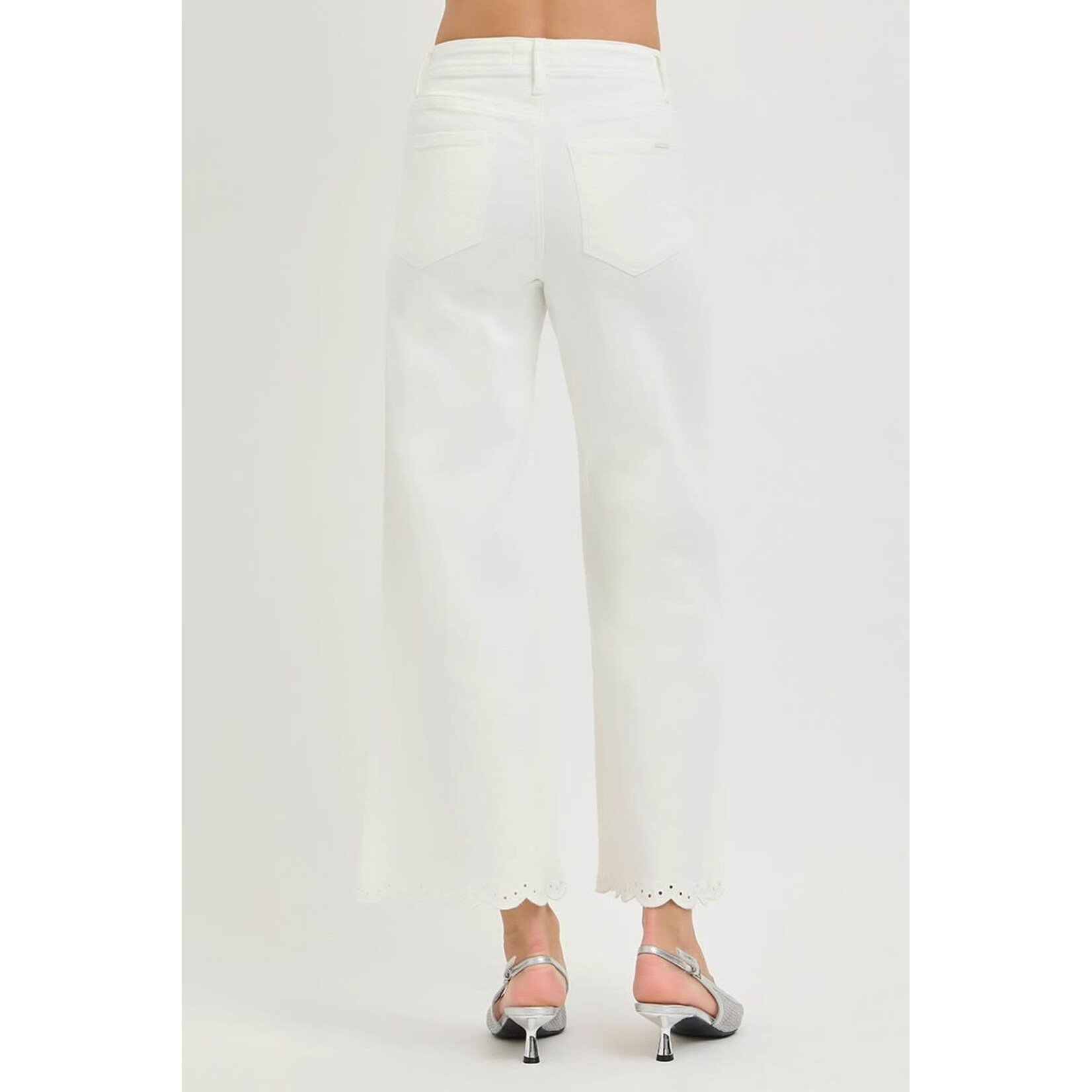 WHITE HIGH RISE CROP WIDE EYELET JEANS