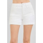 WHITE HIGH RISE EMBROIDERED SHORTS
