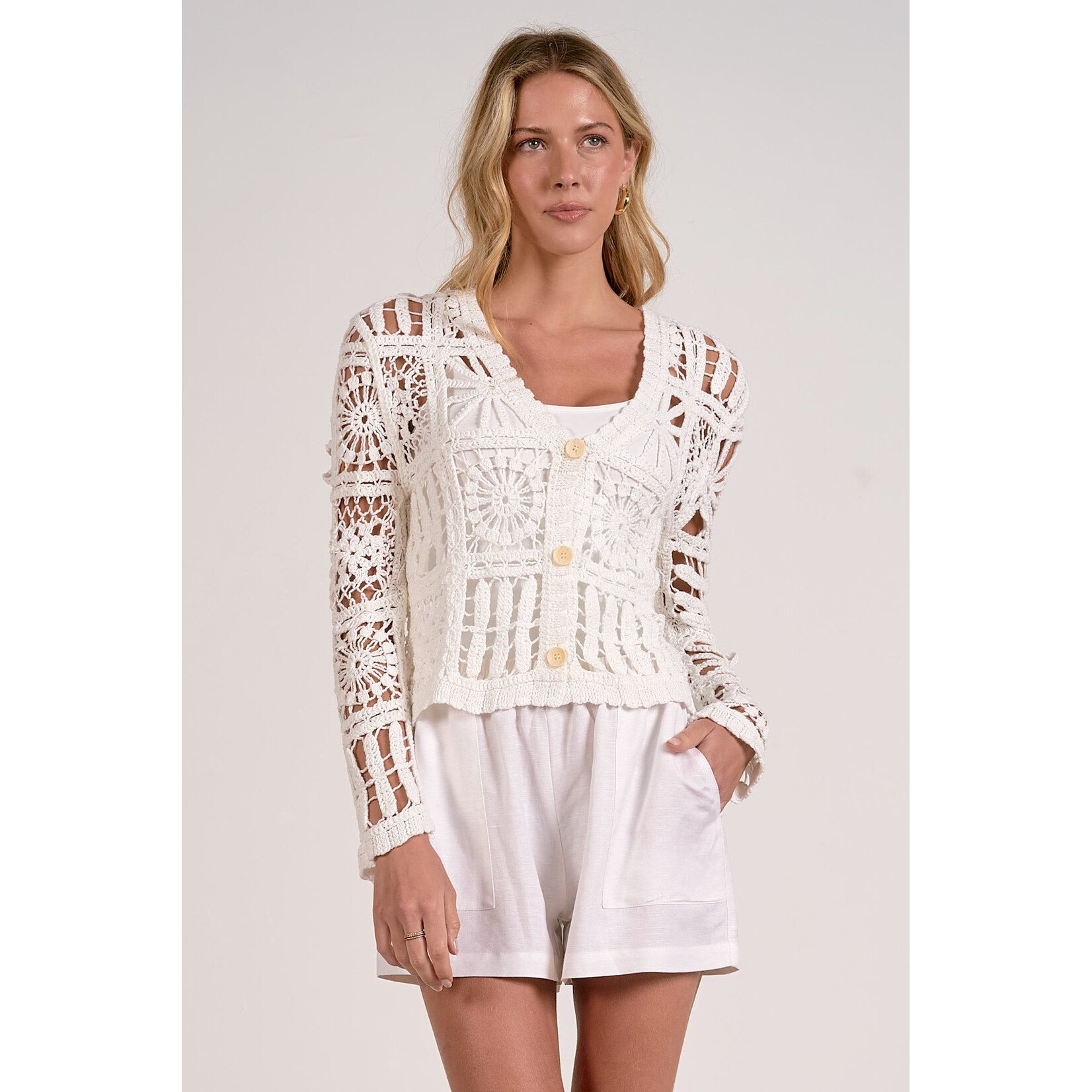 WHITE CROCHET CARDIGAN