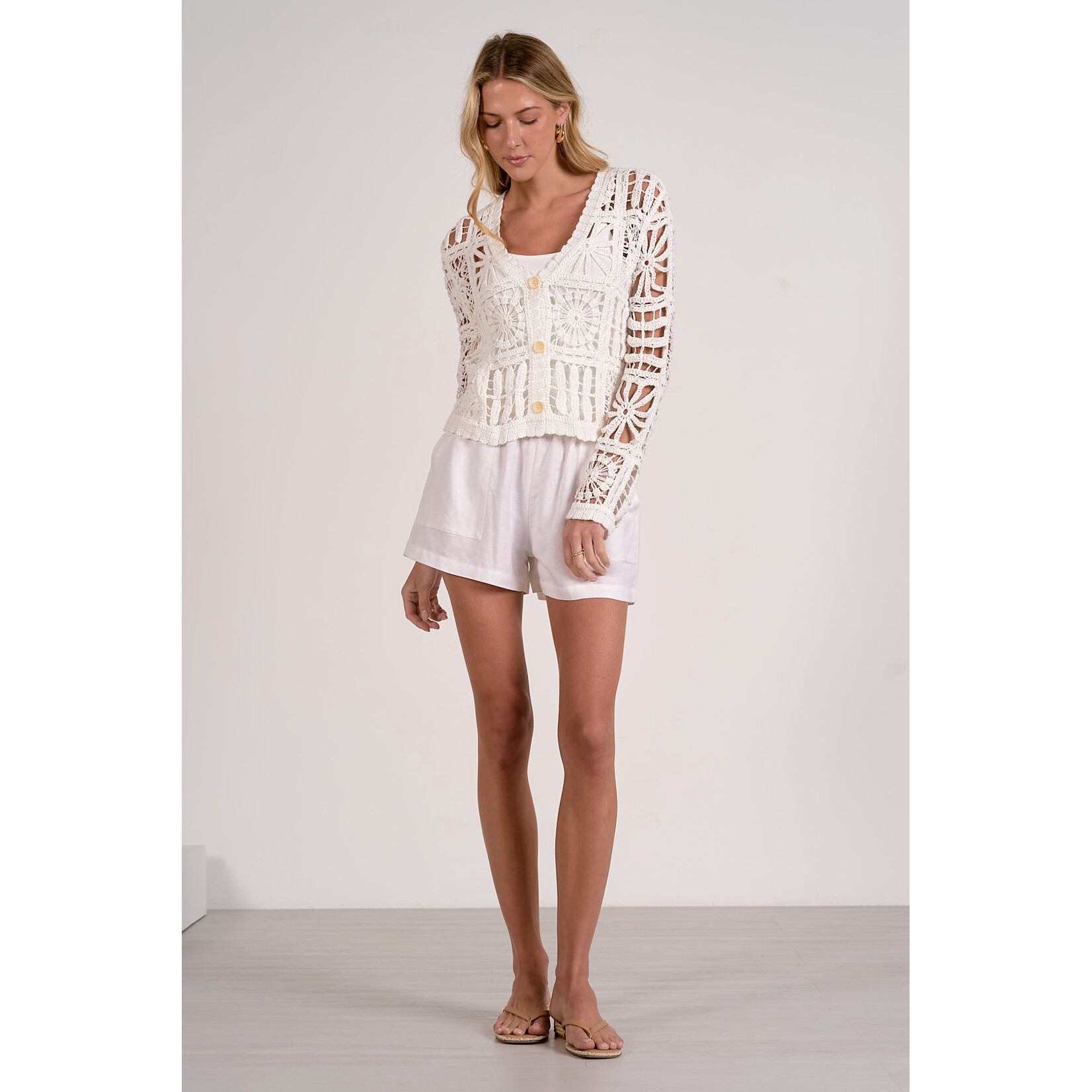 WHITE CROCHET CARDIGAN
