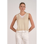 TAN/WHITE COMBO SWEATER TANK