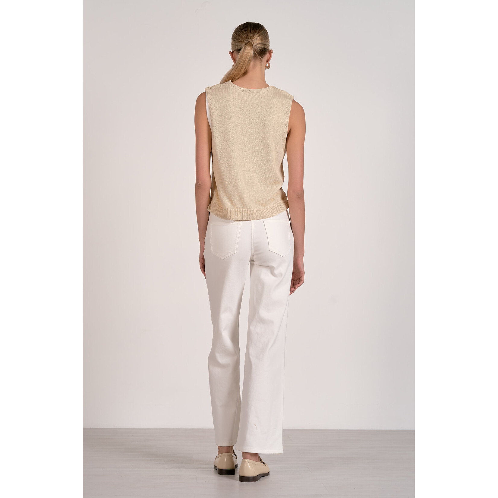 TAN/WHITE COMBO SWEATER TANK