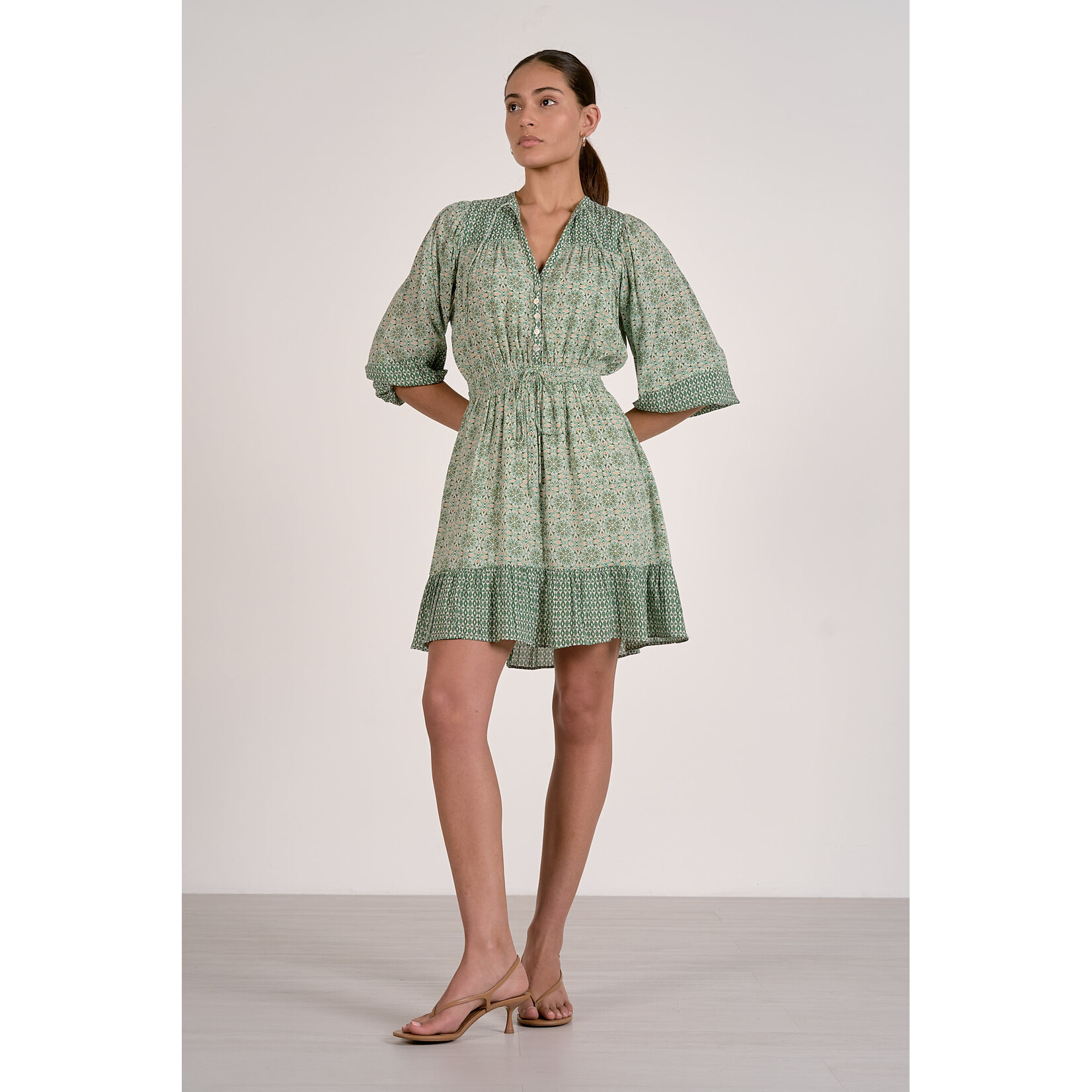 elan GREEN BOHO MINI DRESS