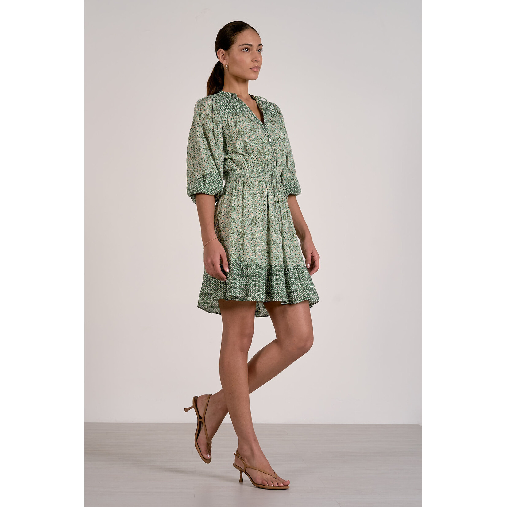 GREEN BOHO MINI DRESS