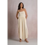 elan NATURAL SMOCKED JUMPSUIT