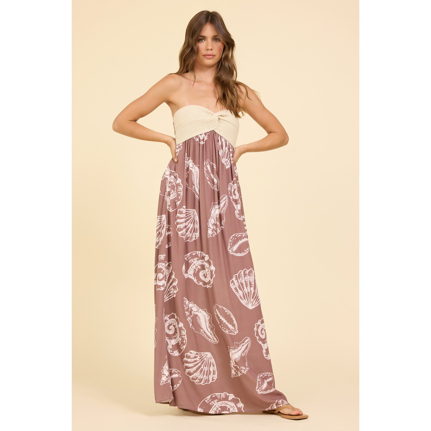 SWEATER TOP PRINTED MAXI DRESS