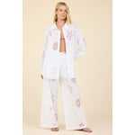 Vintage Havana OCEAN EYELET WIDE LEG PANT WHITE