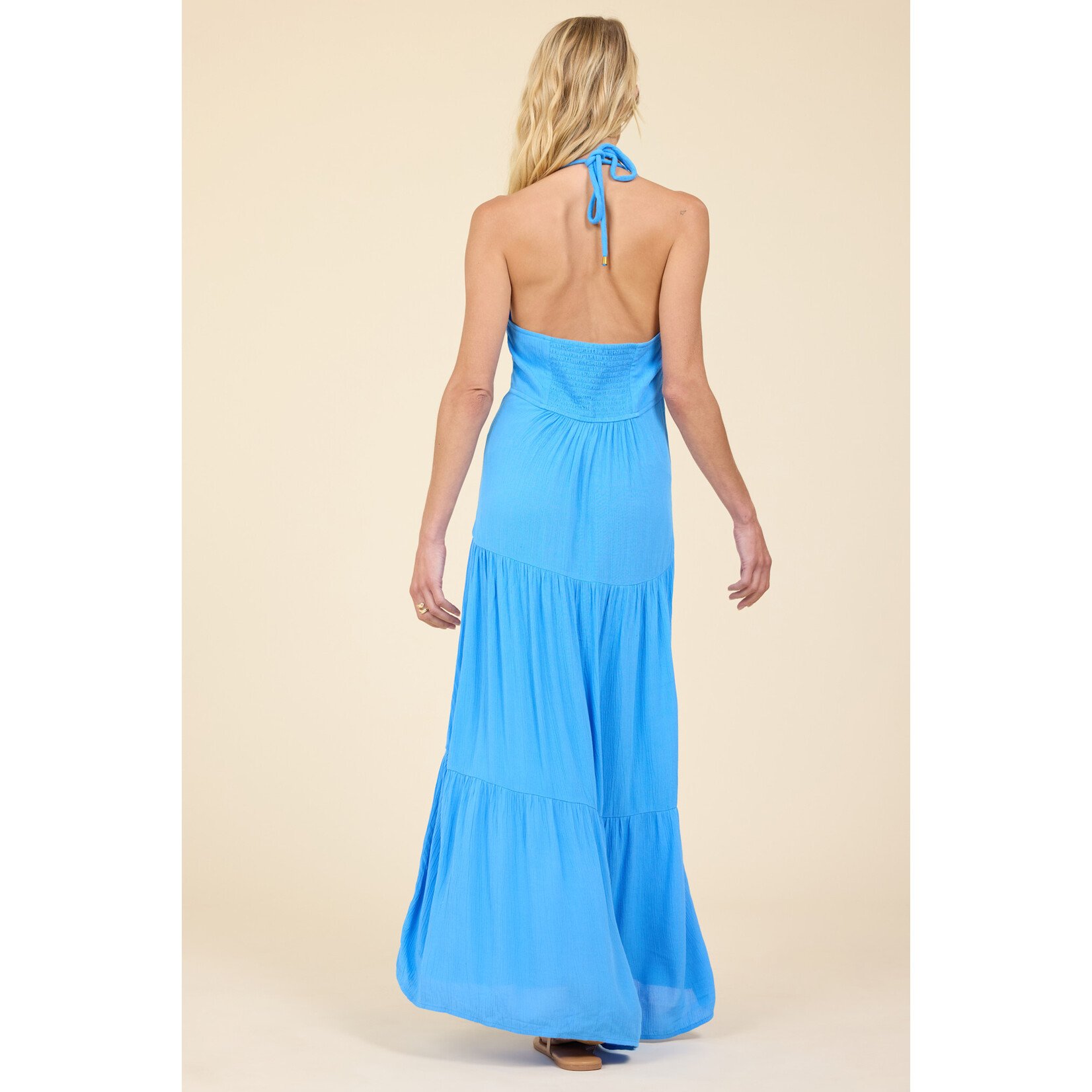 HALTER DRESS W/ GOLD TRIM DETAIL