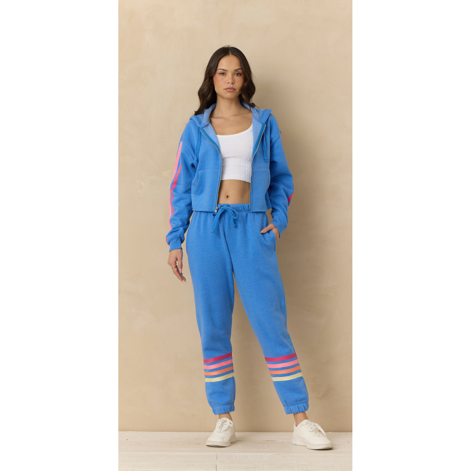 STRIPE HEATHER FLEECE ZIP UP