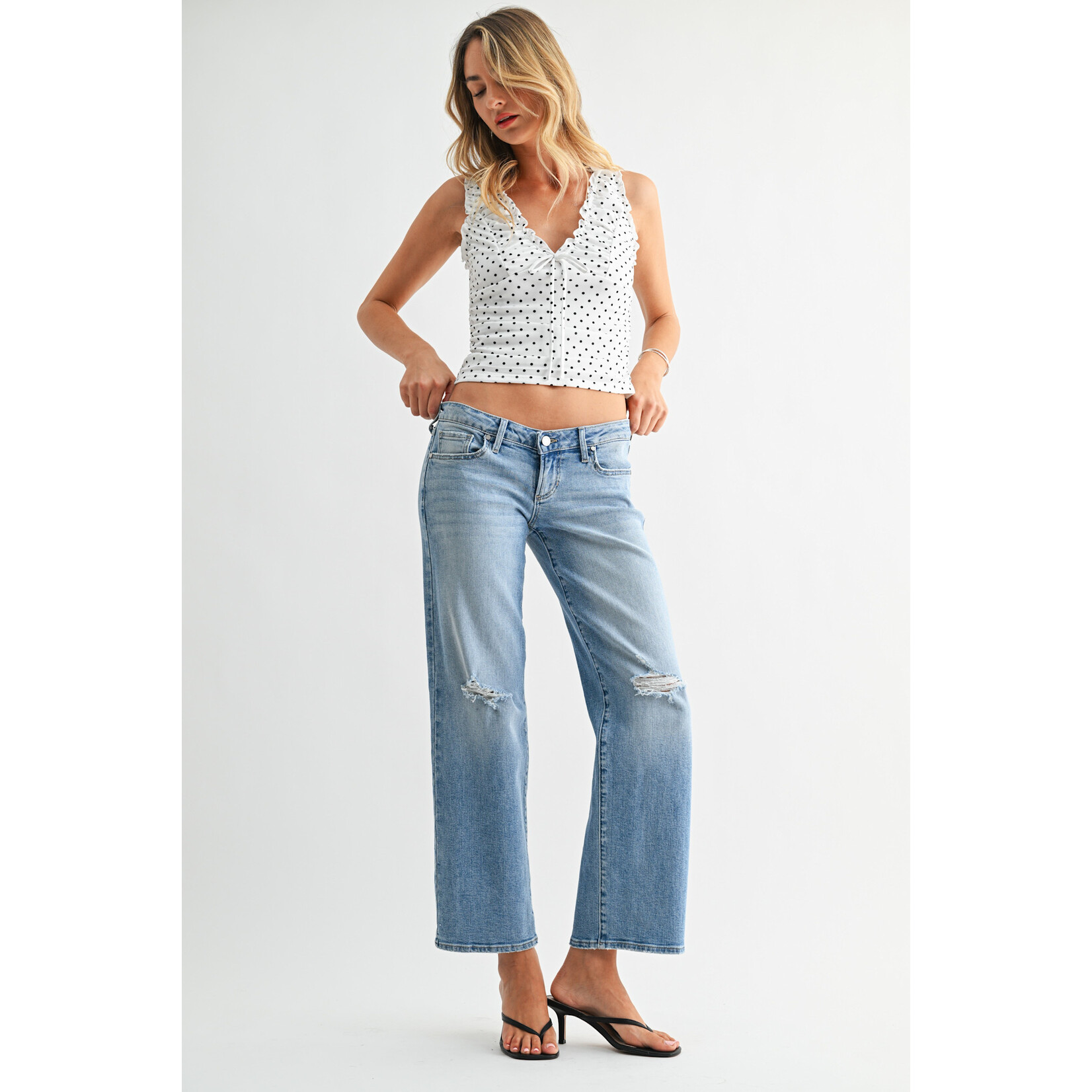 Just black denim/just usa SUPER LOW RISE RELAXED CROP