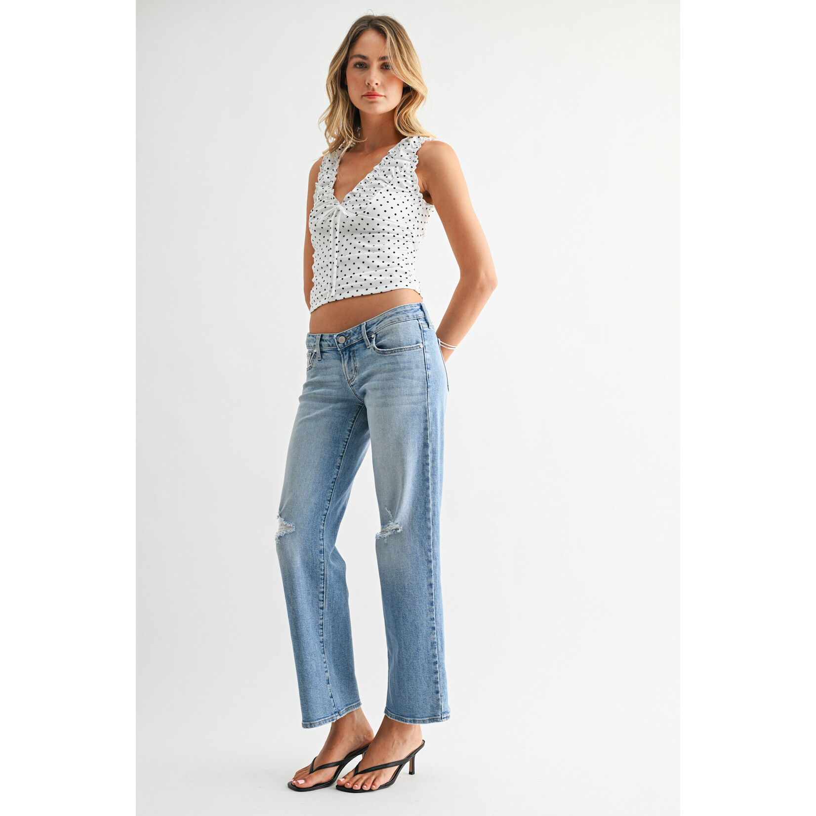 Just black denim/just usa SUPER LOW RISE RELAXED CROP