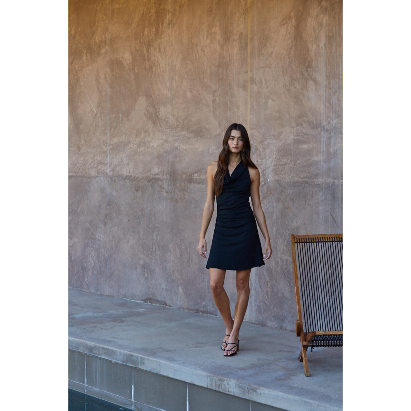 DRAPE HALTER MINI DRESS