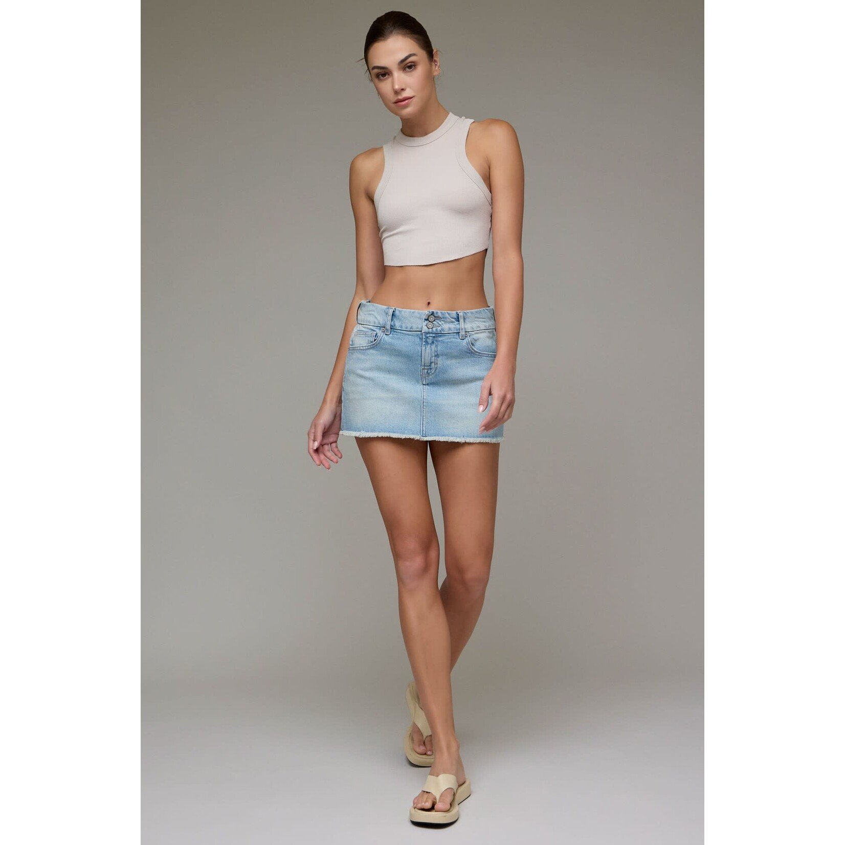 HIDDEN LIGHT WASH MICRO MINI SKIRT