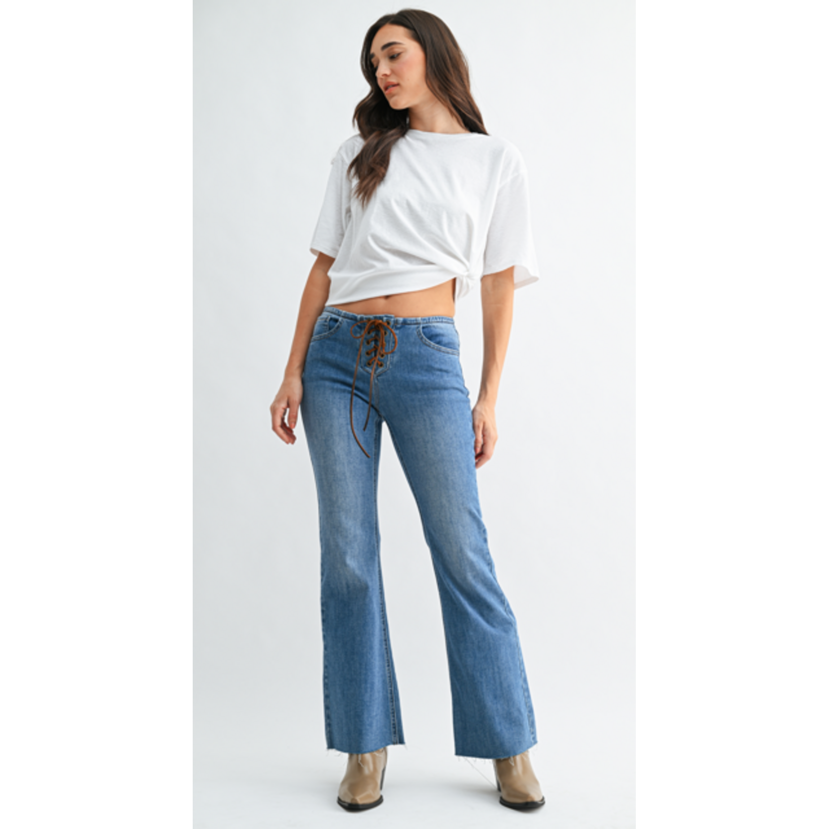 FRONT TIE BOHO FLARE JEANS
