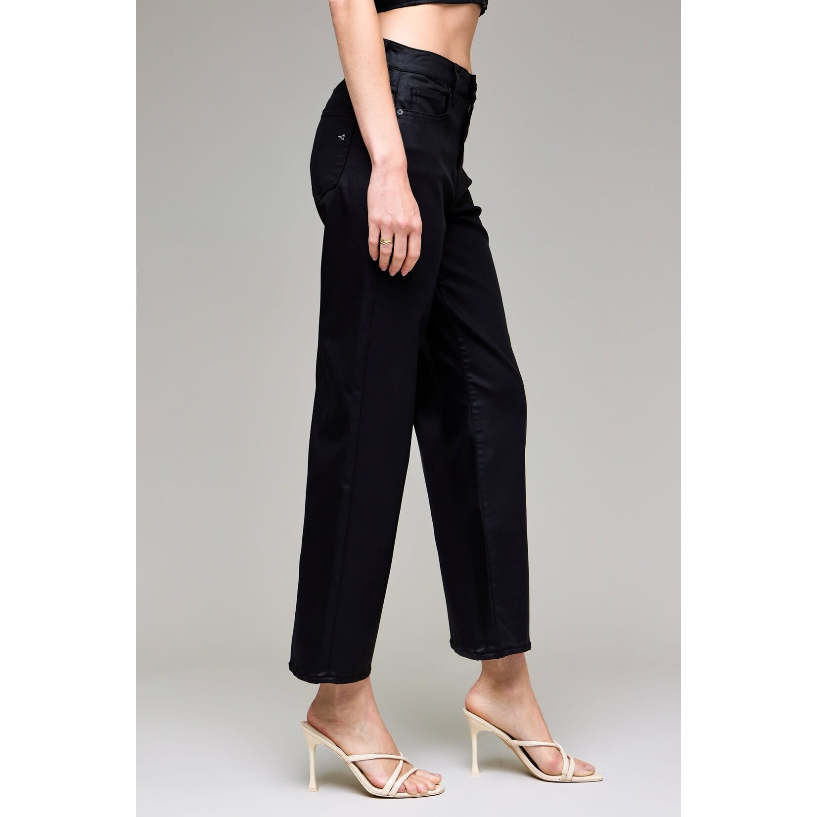 HIDDEN HIGH RISE STRAIGHT LEG COATED JEANS