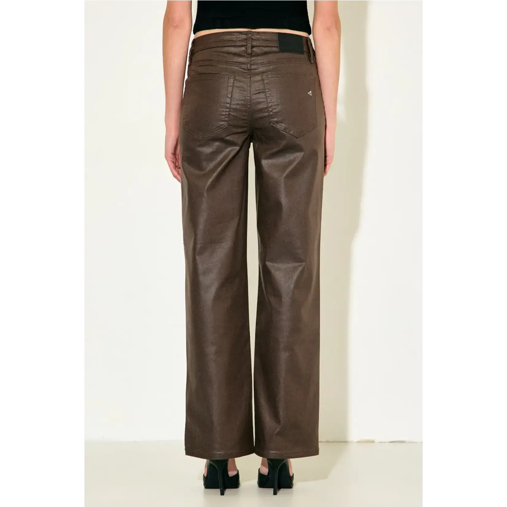 HIDDEN HIDDEN COATED BROWN HIGH RISE CLASSIC STRAIGHT