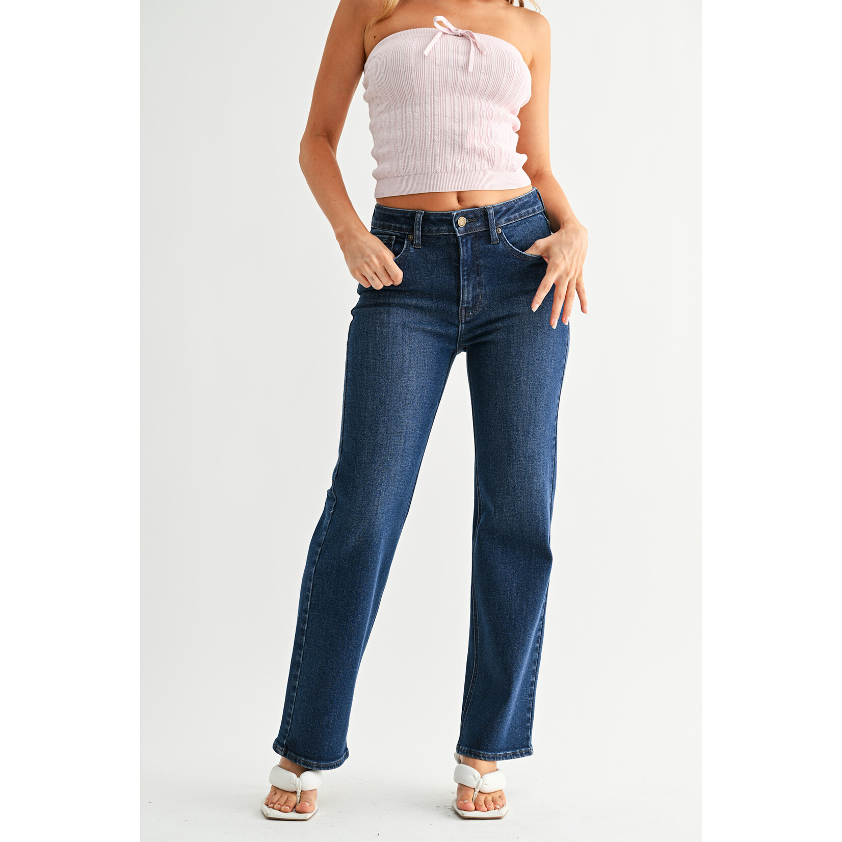 Just black denim/just usa JUST BLACK DENIM DARK WASH STRAIGHT LEG JEAN