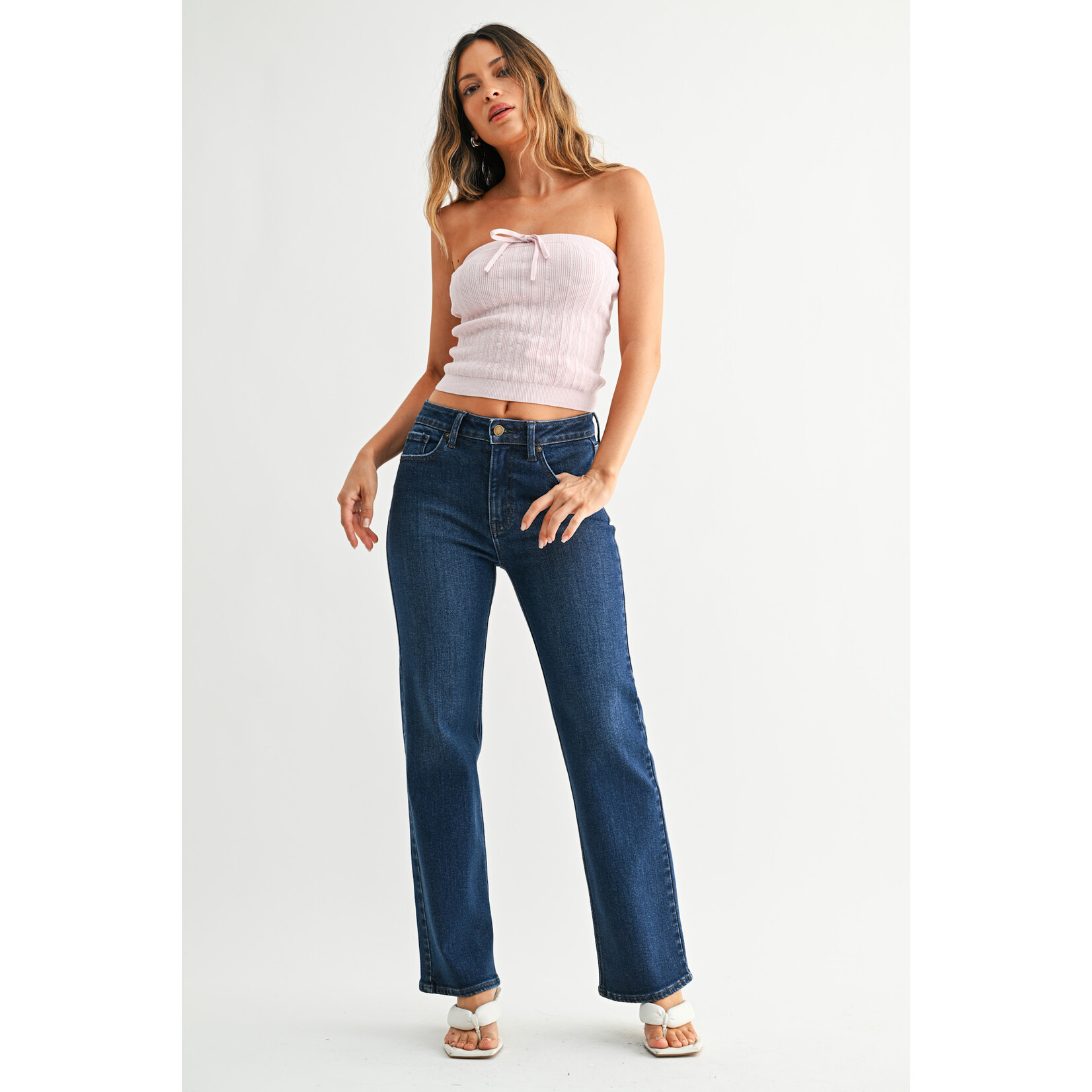 Just black denim/just usa JUST BLACK DENIM DARK WASH STRAIGHT LEG JEAN