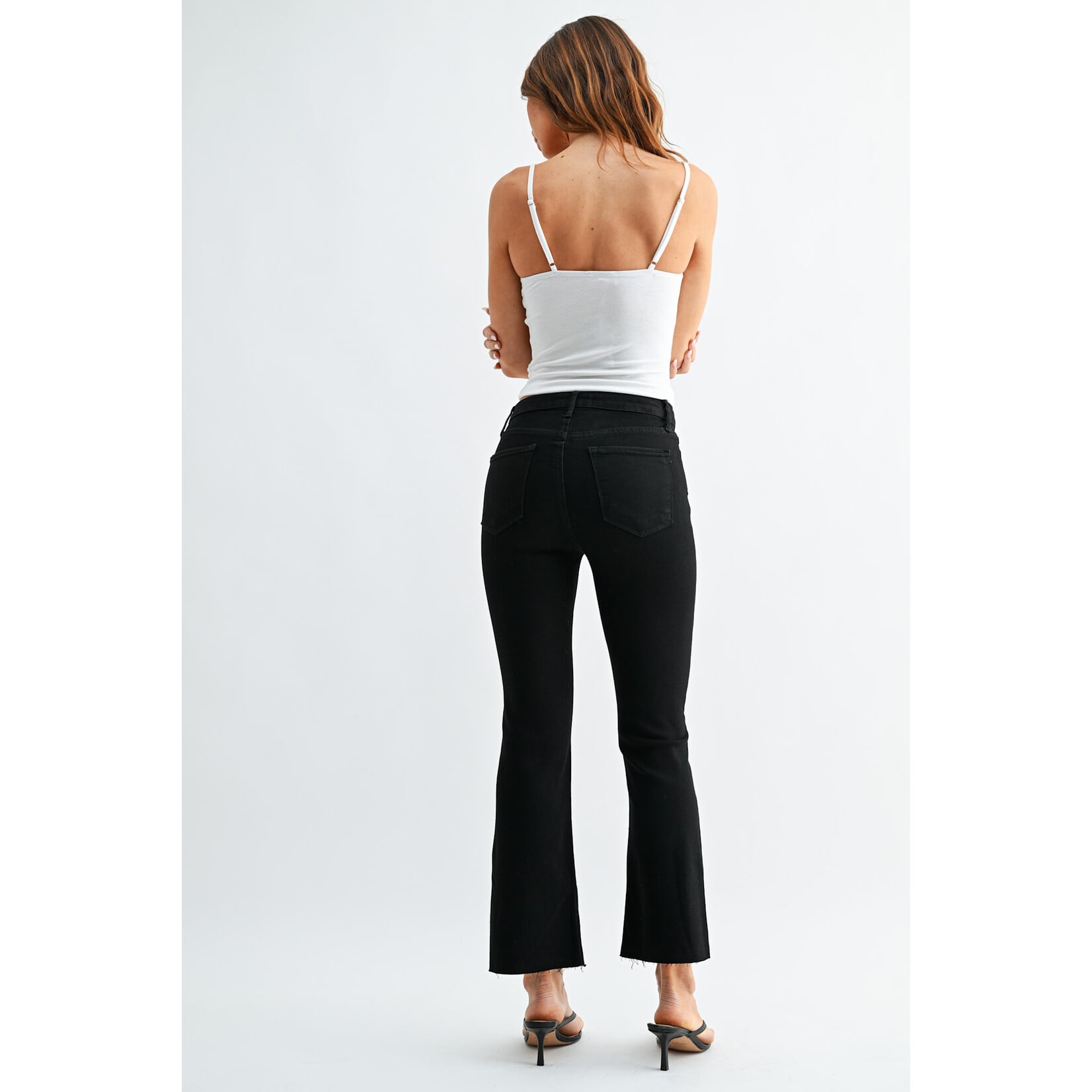 Just black denim/just usa JUST BLACK DENIM HIGHT RISE BLACK CROP FLARE JEAN