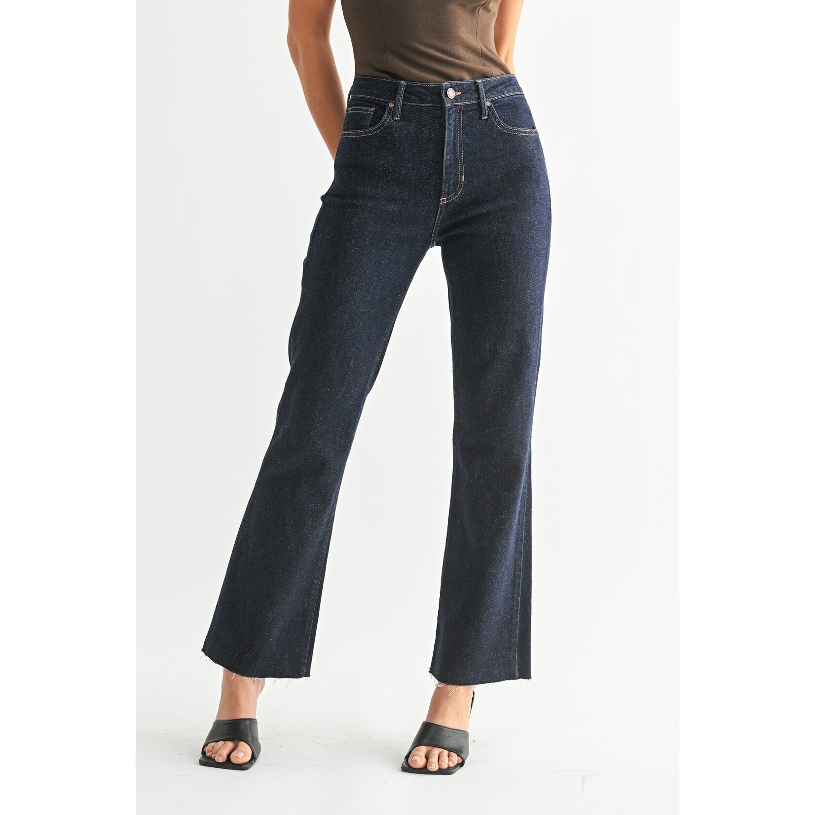 Just black denim/just usa JUST BLACK DENIM HIGH RISE DARK WASH FLARE JEAN