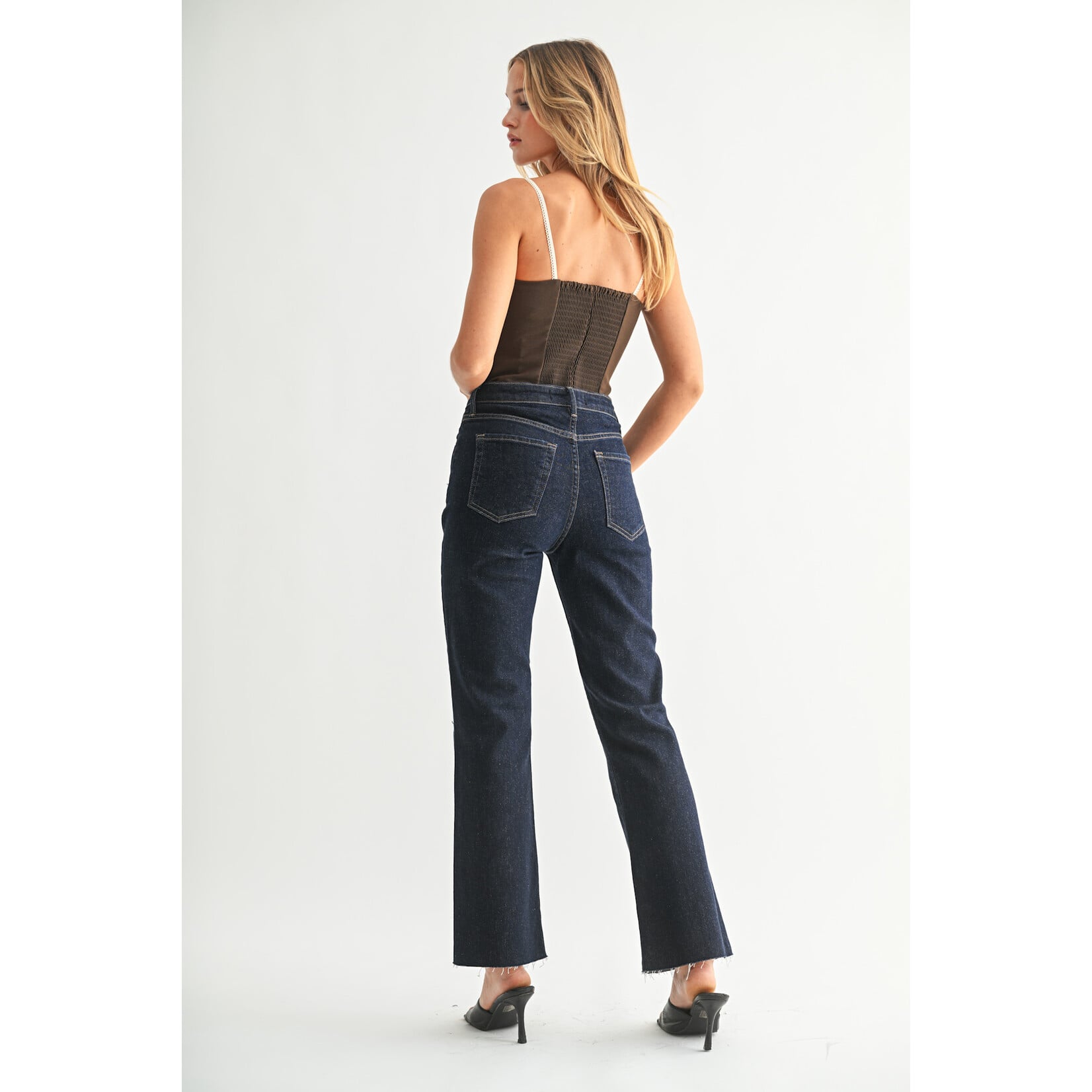 Just black denim/just usa JUST BLACK DENIM HIGH RISE DARK WASH FLARE JEAN