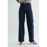 Just black denim/just usa JUST BLACK DENIM NAVY MINI PATCH POCKET WIDE LEG JEAN