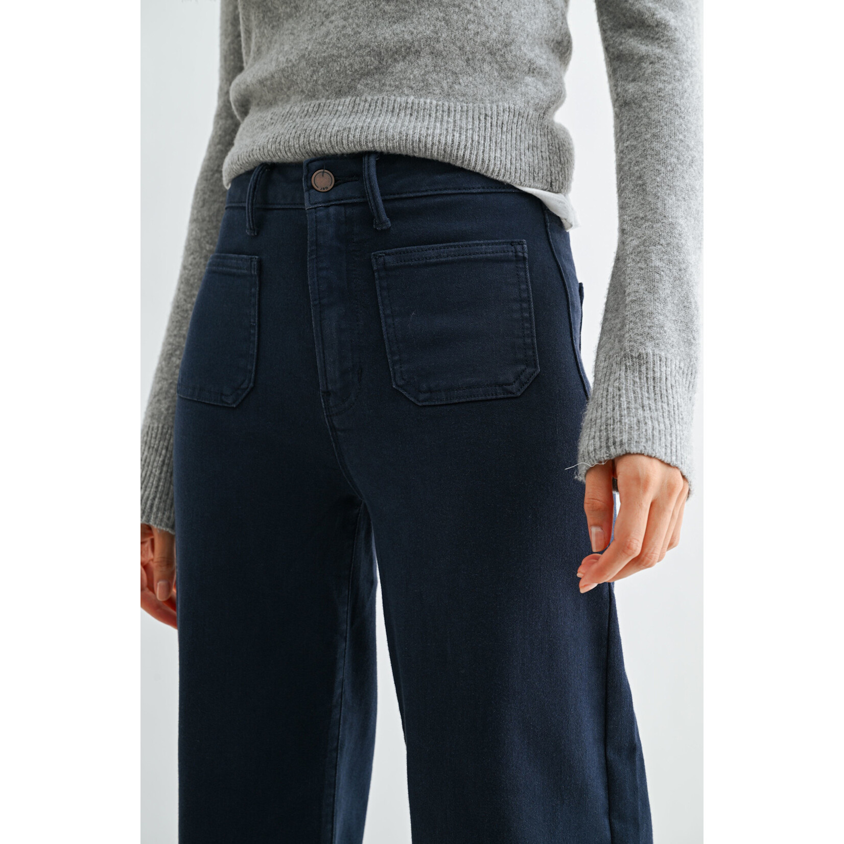 Just black denim/just usa JUST BLACK DENIM NAVY MINI PATCH POCKET WIDE LEG JEAN