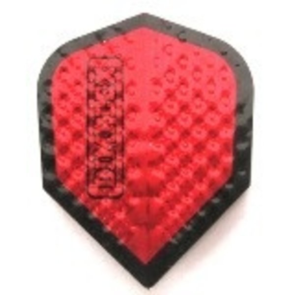 Harrows Darts Dimplex Hot Shot Embossed Metallic Red with Black Border Standard Shape Dart Flight