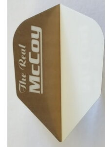 McCoy Darts McCoy Xtra Strong Standard 2 Tone White and Gold with White Text The Real McCoy Dart Flight