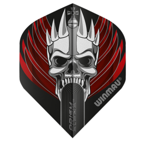 Winmau Darts Winmau Prism Alpha Black and Red Skull 23 Standard Dart Flights