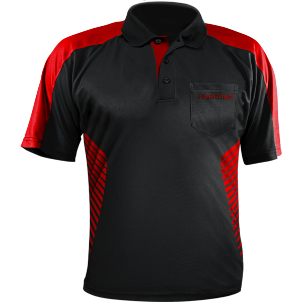 Harrows Darts Harrows Vivid Black And Fire Red L Dart Shirt