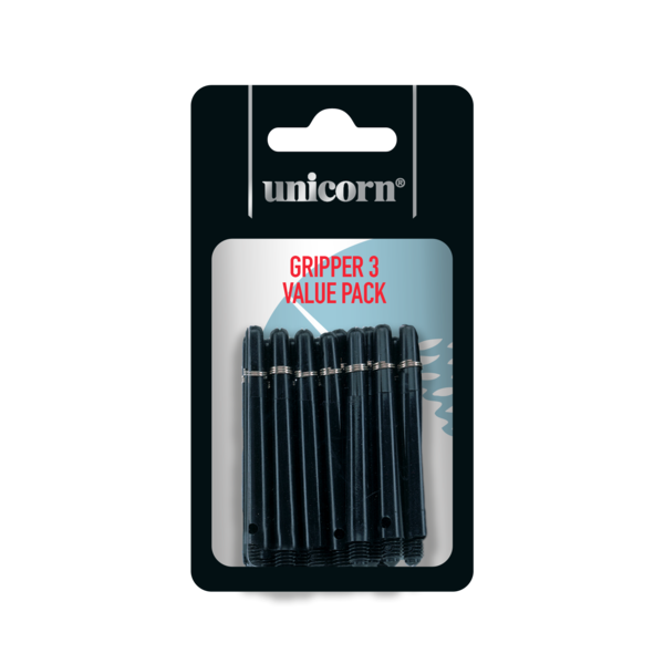 Unicorn Darts Unicorn Gripper 3 Black 5 Pack Short