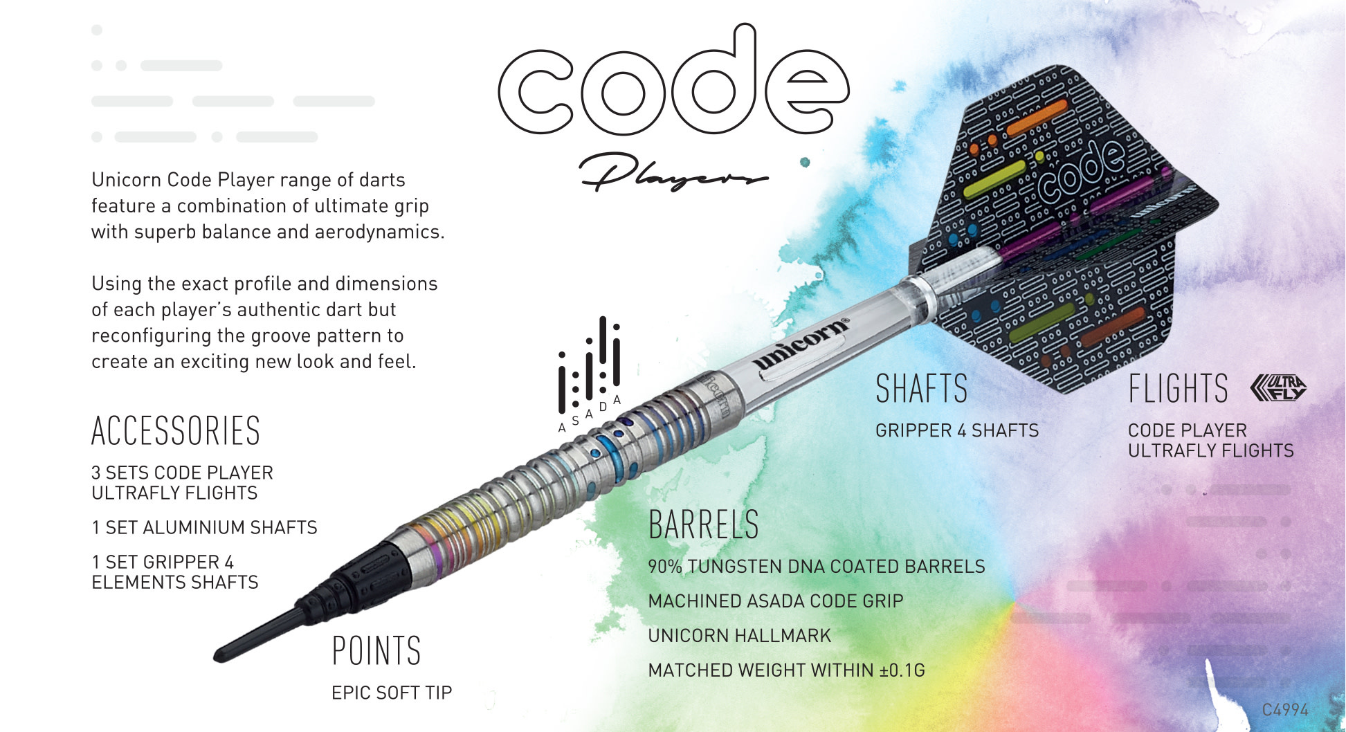 Unicorn Seigo Asada Code DNA 90% 24g Soft Tip Darts