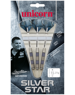 Unicorn Darts Unicorn Gary Anderson Silver Star 80% 25g Steel Tip Darts