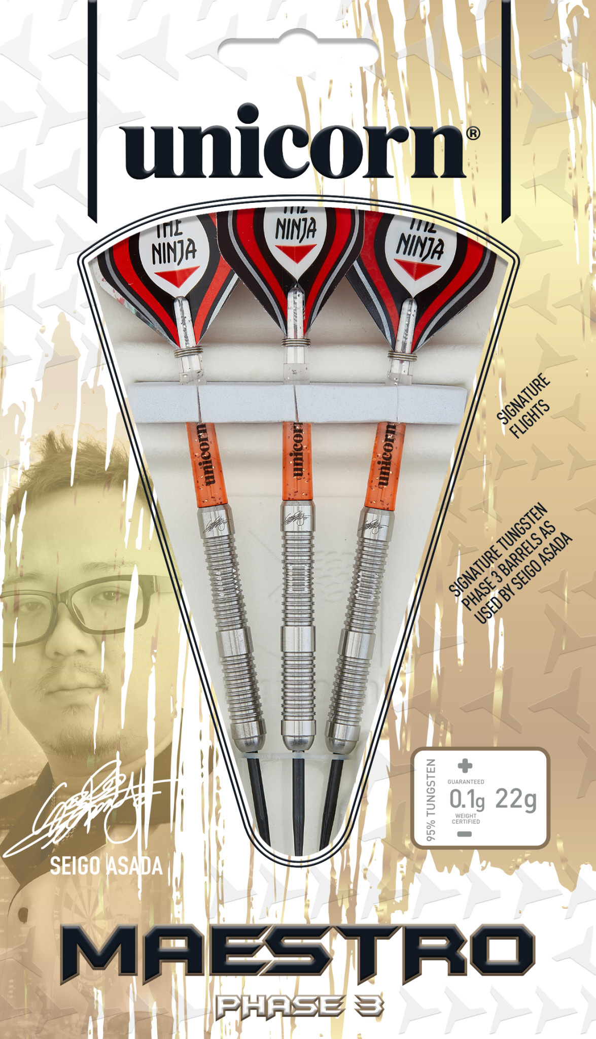 Unicorn Seigo Asada 95% P3 Natural 22g Steel Tip Darts - DARTING