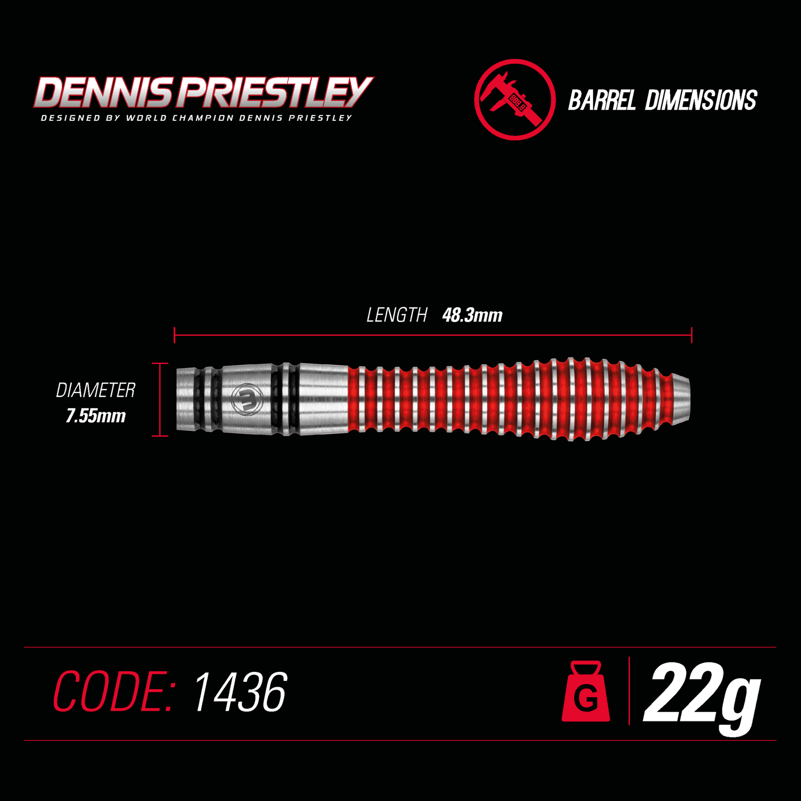 Winmau Darts Winmau Dennis Priestley Special Edition 22g Steel Tip Darts