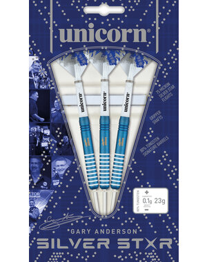 Unicorn Darts Unicorn Gary Anderson Silver Star Blue 80% Steel Tip Darts
