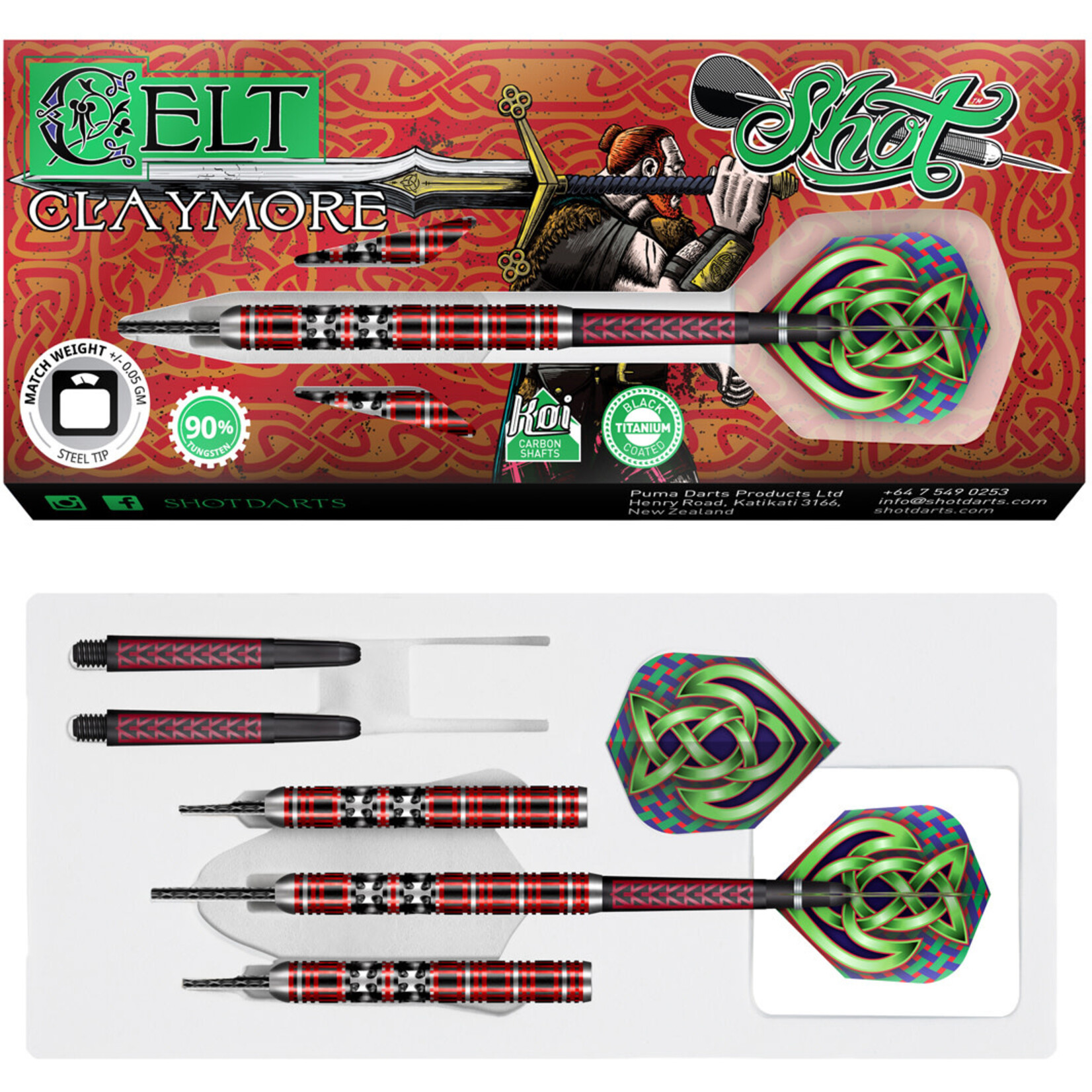 SHOT DARTS Shot Celt Claymore Steel Tip Darts