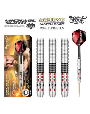 SHOT DARTS Shot Michael Smith Achieve 90% Tungsten Centre Weighted Steel Tip Darts