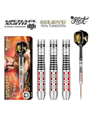 SHOT DARTS Shot Michael Smith Believe 90% Tungsten Front Weighted Steel Tip Darts