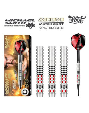 SHOT DARTS Shot Michael Smith Achieve Set 90% Tungsten Centre Weighted Soft Tip Dart