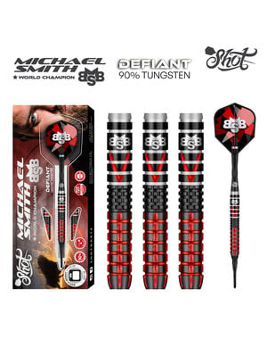 SHOT DARTS Shot Michael Smith Defiant 90% Tungsten Centre Weighted Soft Tip Darts