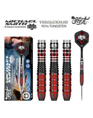 SHOT DARTS Shot Michael Smith Tenacious 90% Tungsten Front Weighted Steel Tip Darts