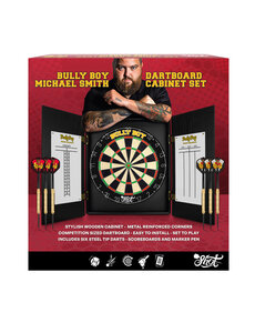 SHOT DARTS Shot Michael Smith Bully Boy Dartboard Cabinet Set