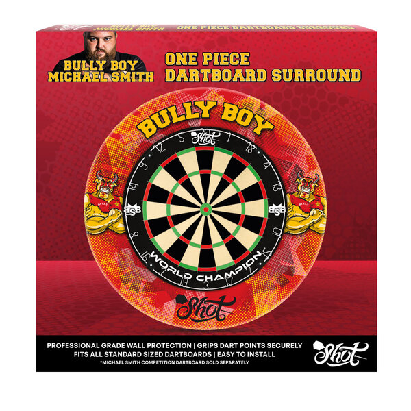 SHOT DARTS Shot Michael Smith Bully Boy 1 Piece Dartboard Surround-Red