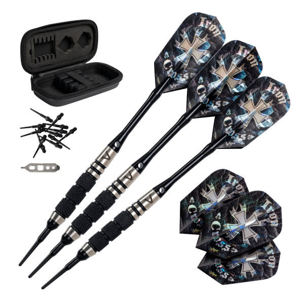 Viper Darts Viper Desperado 80% Tungsten Iron Cross 3 Knurled Rings 18g Soft Tip Darts