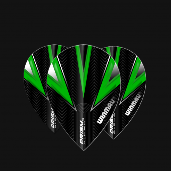 Winmau Darts Winmau Prism Alpha Black and Green 402 Pear Dart Flights