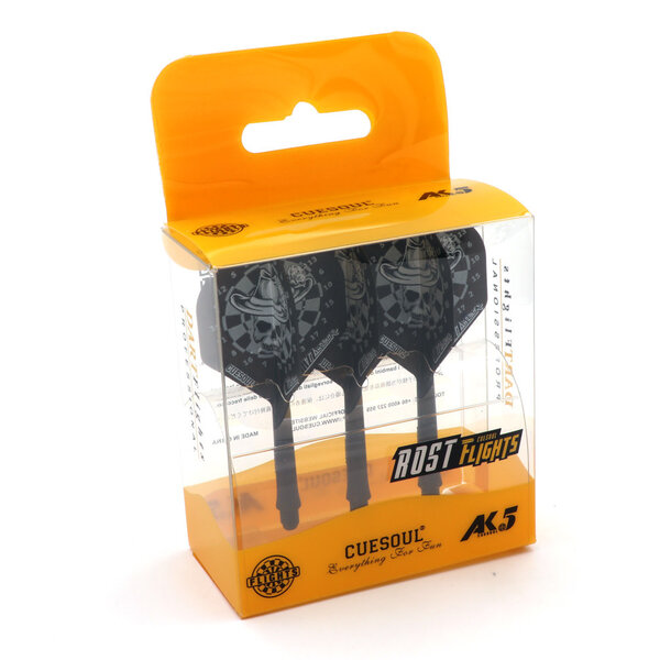 CueSoul CueSoul AK5 Jazz Metal Silver Skull on Dartboard Black Medium Dart Flights